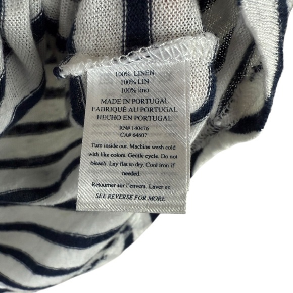 Faherty Oceanside Linen V-Neck Tee Striped 100% Linen Small - Picture 6 of 7